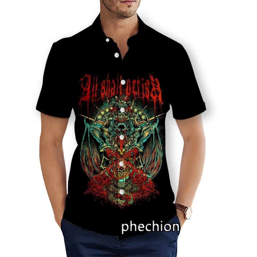 phechion Mens Short Sleeve Beach Shirts All Shall Perish Rock Band 3D Print Casual Shirts Fashion Streetwear Men Tops X282