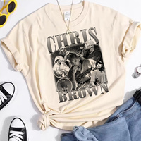 Chris Brown t-shirt girl Vintage 2000s Y2k Colorful Digital Graphic top tees kawaii Vintage Pastel Trendy Y2k korean clothes