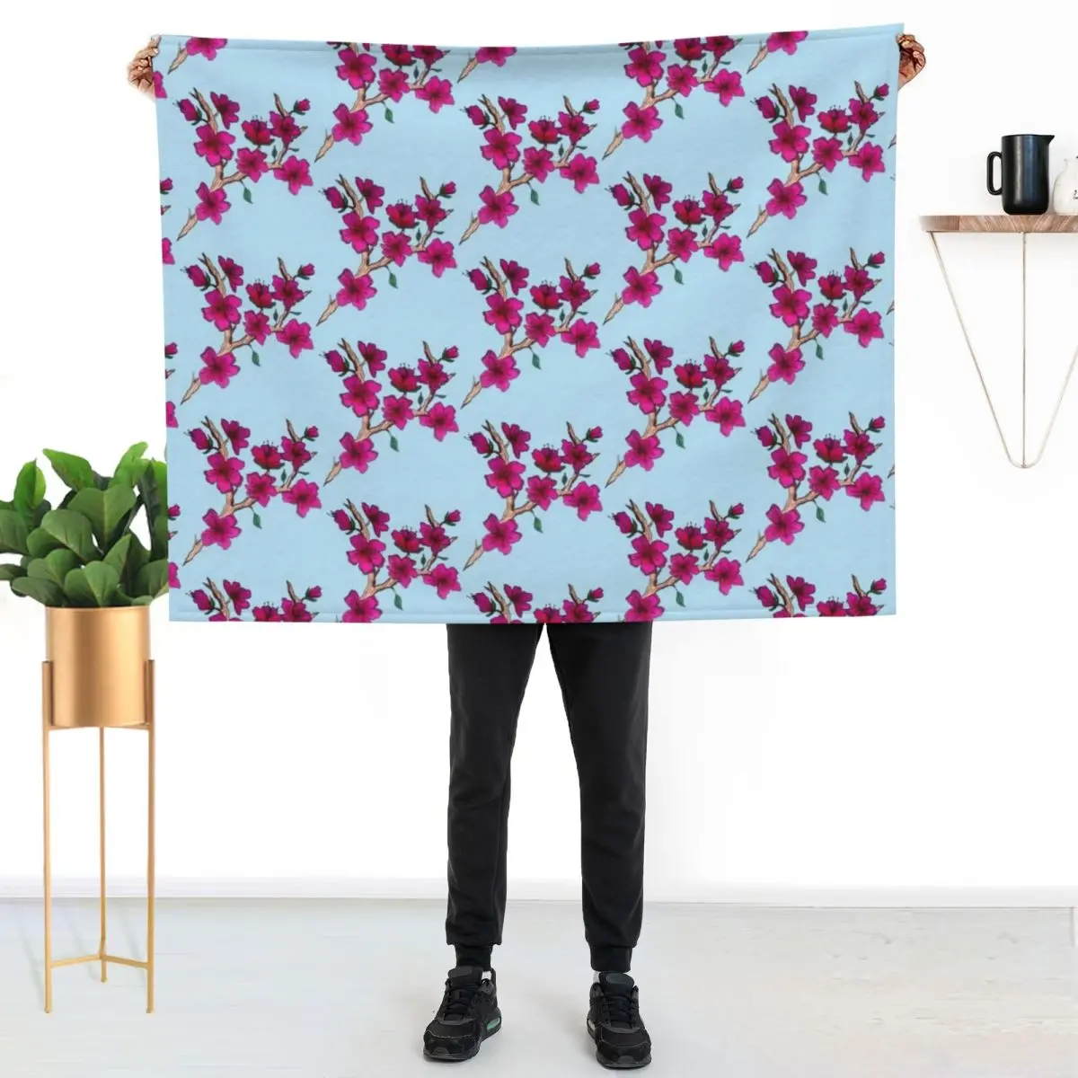 

Cherry Blossom In Bloom Throw Blanket Stain Resistant Cozy Warm Blanket