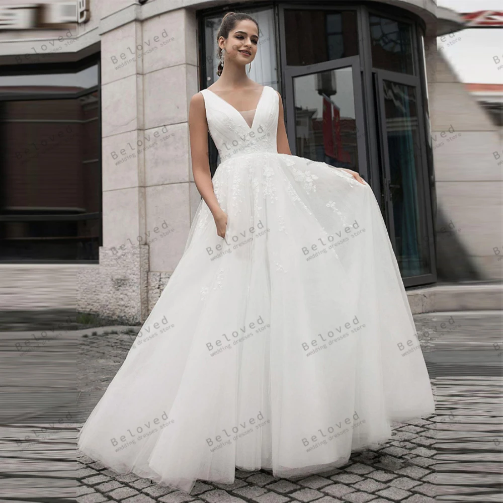 Classic Wedding Dresses A-Line Tulle Tiered Bridal Gowns Illusion Robes For Formal Party Sleeveless Vintage Vestidos De Novia