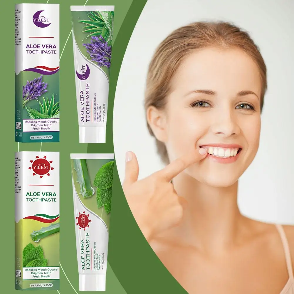 Lavanda Aloe creme dental, remoção de mancha, branco brilhante, respiração clara, 100g, novo