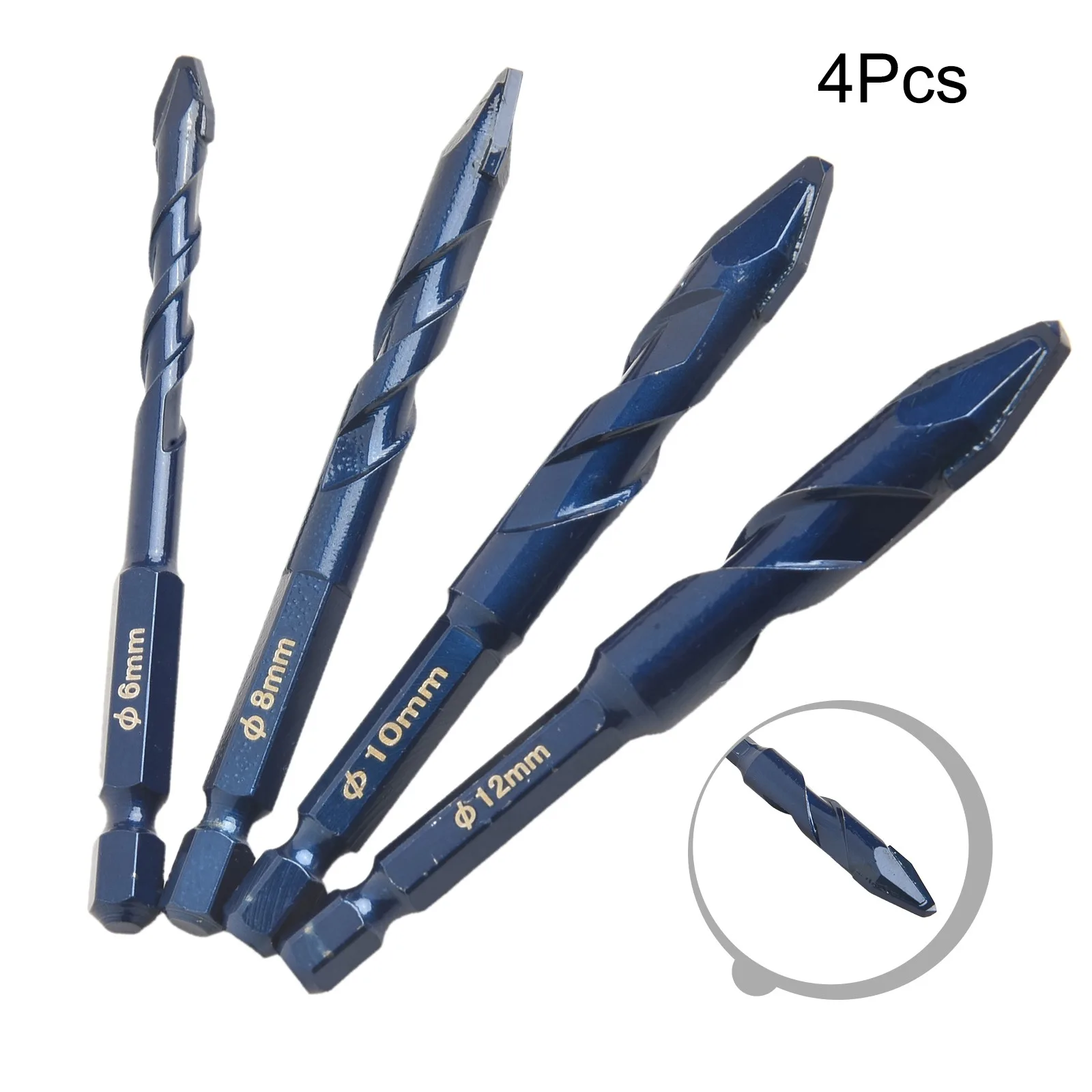 

4 шт. 6-12 мм твердосплавные сверла для стен, стекла, дерева, металла, плитки, высокая твердость, износостойкое сверло, ручной инструмент