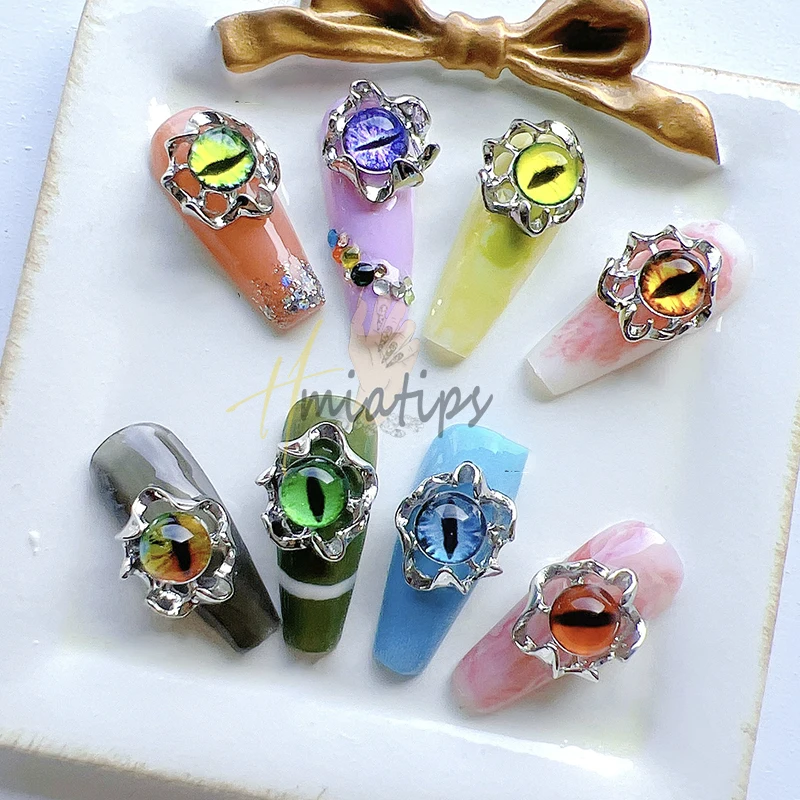 3D Evil Eye Design Nail Charm Punk Mixed Eyes Decorations Luxury Charms Manicure Tips Rhinestones Decoration