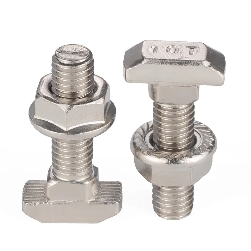 10 مجموعات M5 T الترباس المسمار و مسدس شفة المكسرات النيكل مطلي ل 20 سلسلة الأوروبية القياسية T-فتحة الألومنيوم الشخصي #3