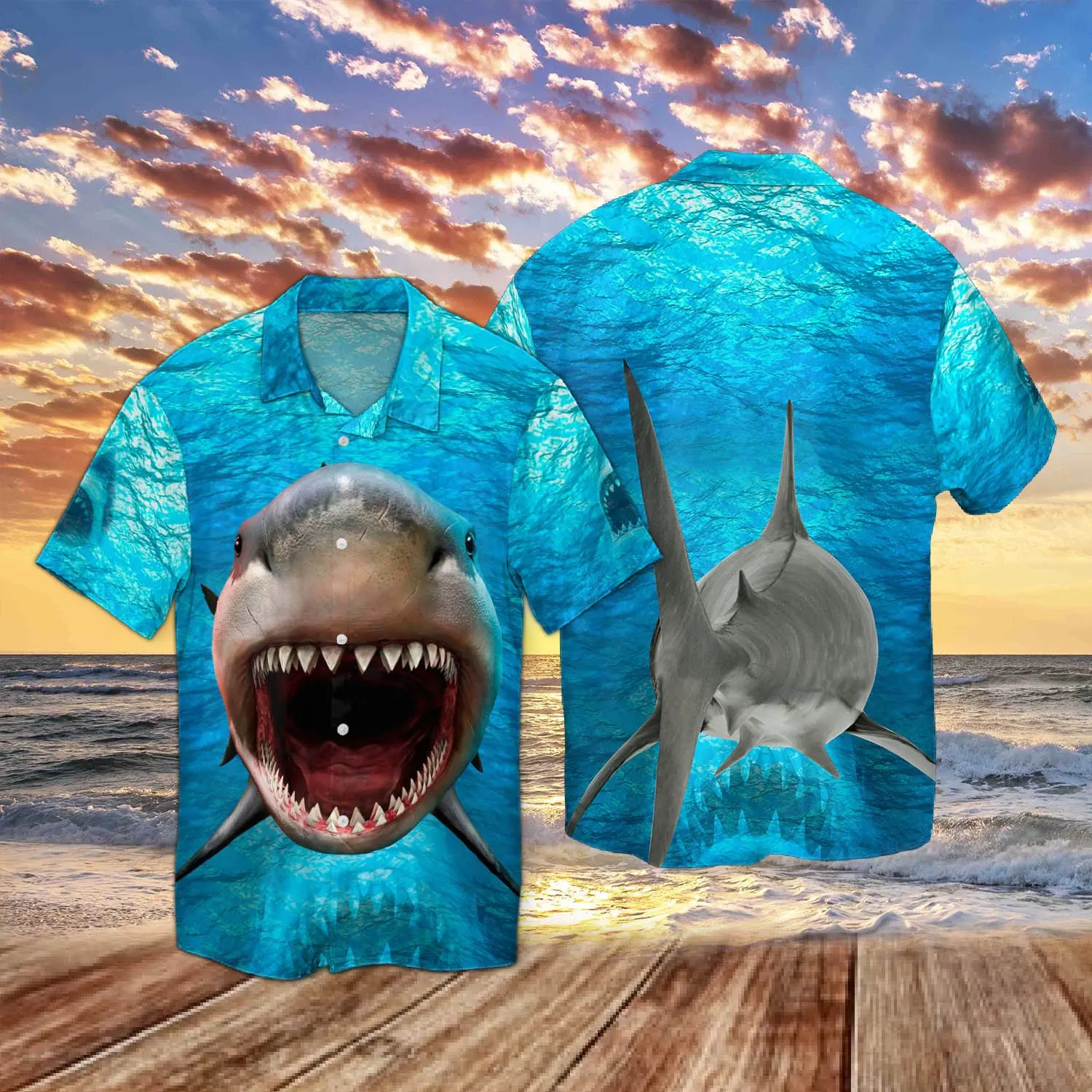 Plstar cosmos 2022 verão quente camisas de manga curta tubarão engraçado 3d todo impresso hawaii camisa dos homens casual praia camisa CY-09