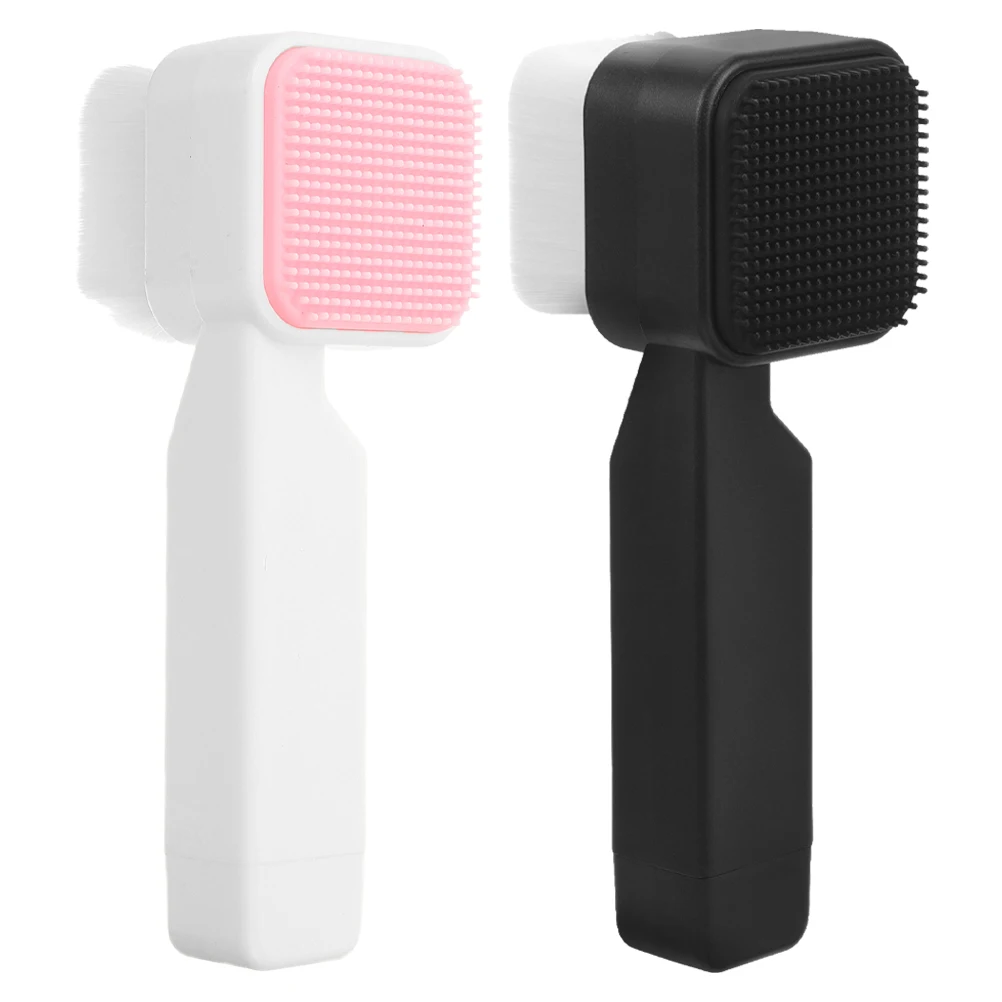 

2 pcs Facial Cleansing Brush Soft Double Sided Silicone Scrubber H held Tool for Skin Care Exfoliating Pore Cleanse Women Men