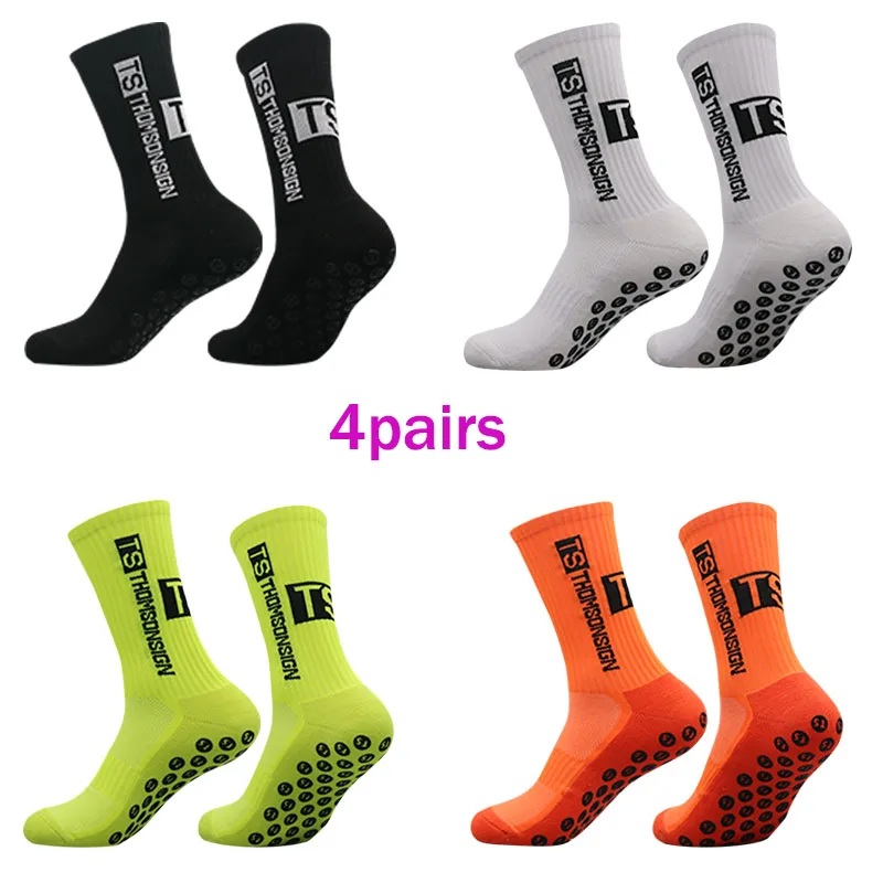 

4 pairs Non-Slip Basketball Socks with Silicone Padding and Sweat Absorption - Letter Pattern