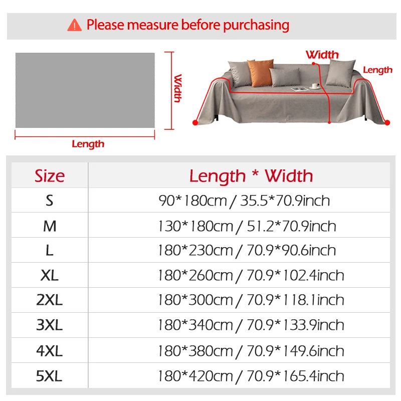 Waterproof Sofa Blanket Multipurpose Solid Color Furniture Cover Durable Fabric Dust-proof Anti-scratch Home Living Room Decor