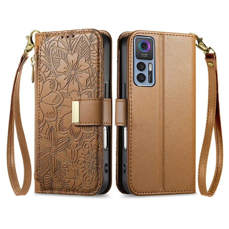 

embossing leather Cover For TCL Ion X 30 SE LE V 5G 30+ TCL30 30E 306 305 Magnetic shockproof many card Slot Wallet phone Case