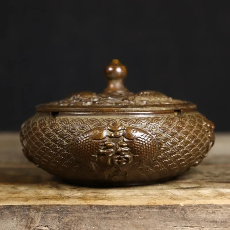 Retro Fish Ashtray with Cover Decoration Accessories for Home Living Room Car Tea Table Desk Decorative Ornaments