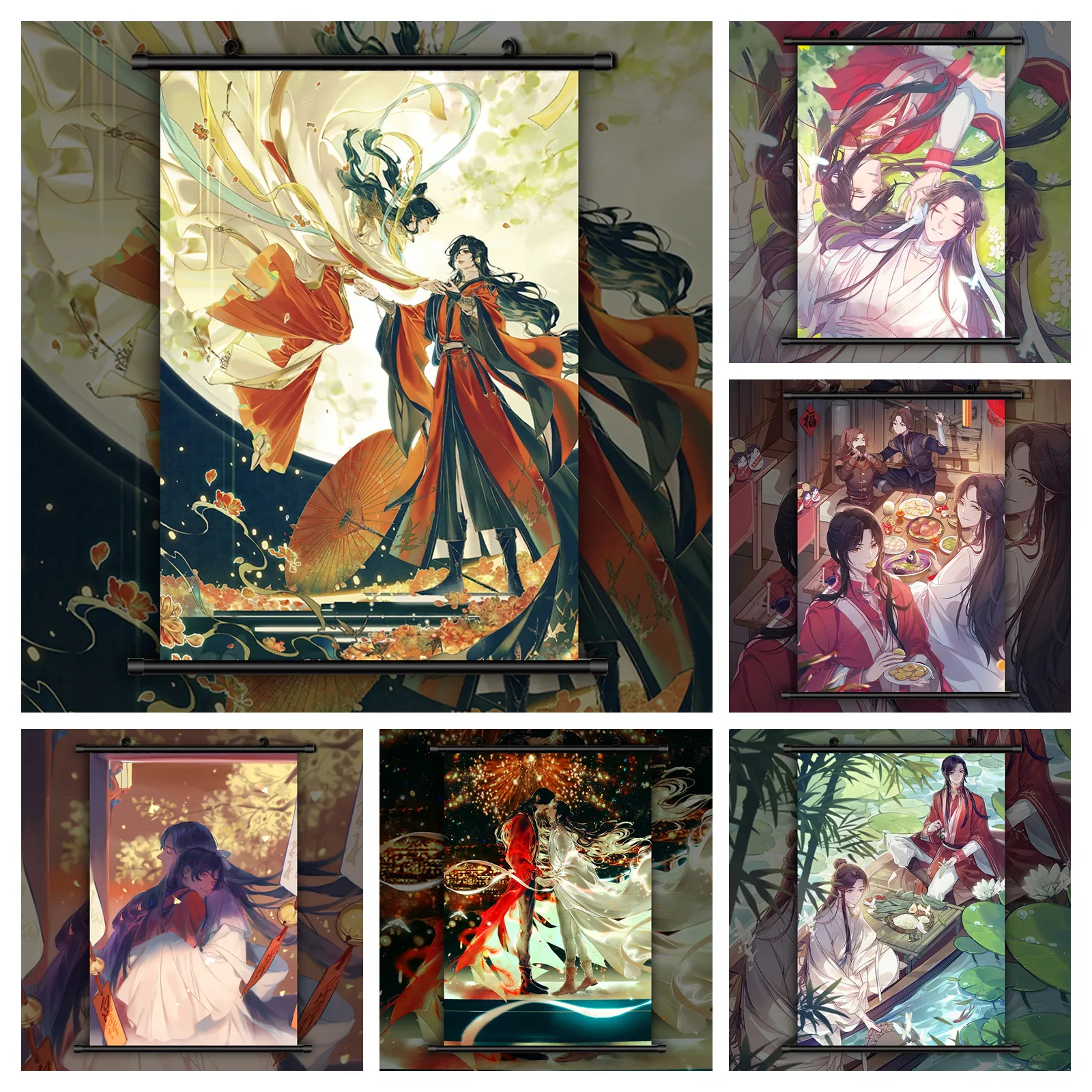 Canvas Panting Character Tian Guan Ci Fu Hua Cheng Xie Lian Anime Wall Art Poster And Prints Living Room Decoration Home Decor