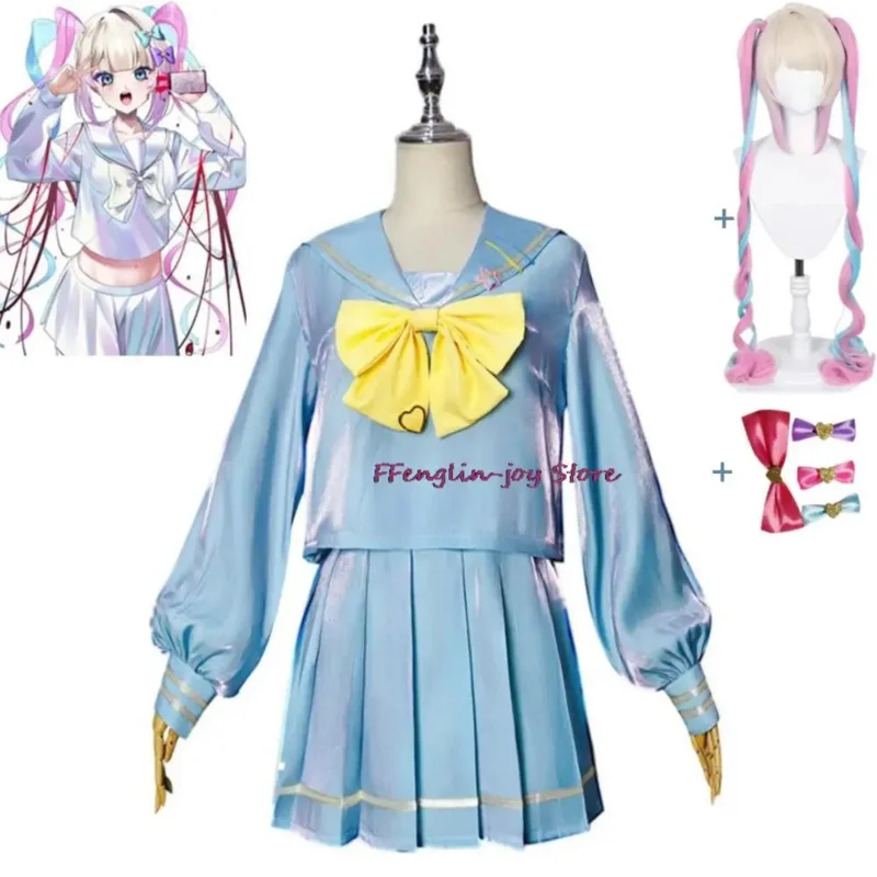 Game Rain OMG Kawaii Angel Ame KAngel NEEDY GIRL OVERDOSE Cosplay Costume Wig Anime School JK Sailor Uniform Hallowen Suit