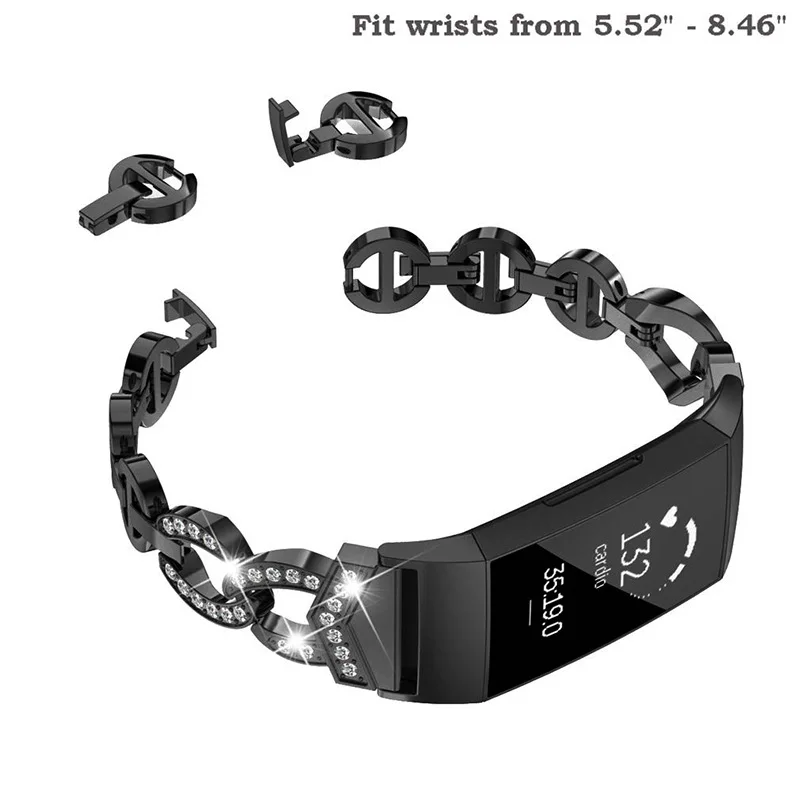 ブリンブリン女性ブレスレットストラップfitbit充電2 3 4 5スマート腕時計ステンレス鋼リストバンドループfitbit充電3 4 se