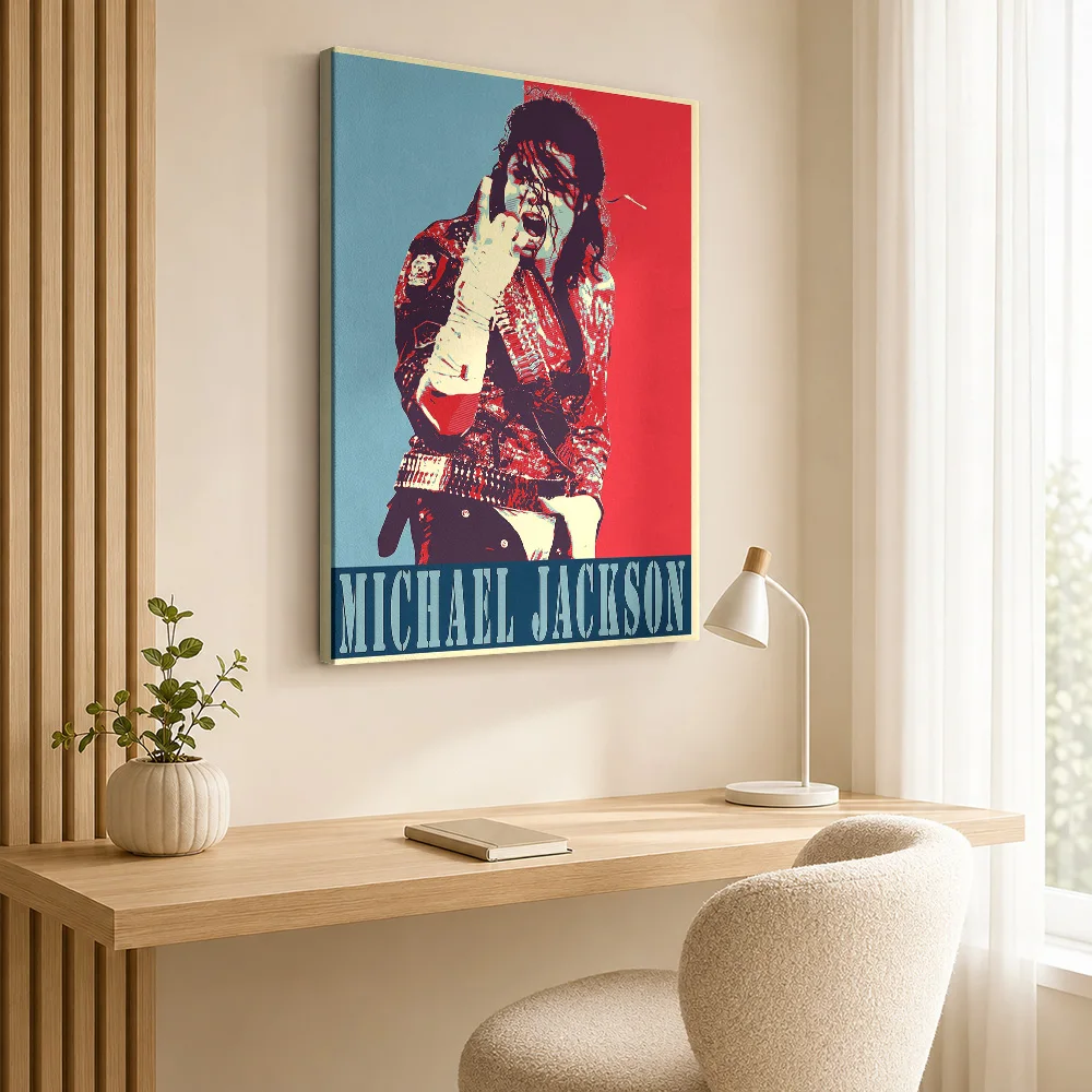 Michael Jackson With White Glove Framed Canvas Poster Customized Photo Retro Stencil Colors Wall Art For Home Recording Studio