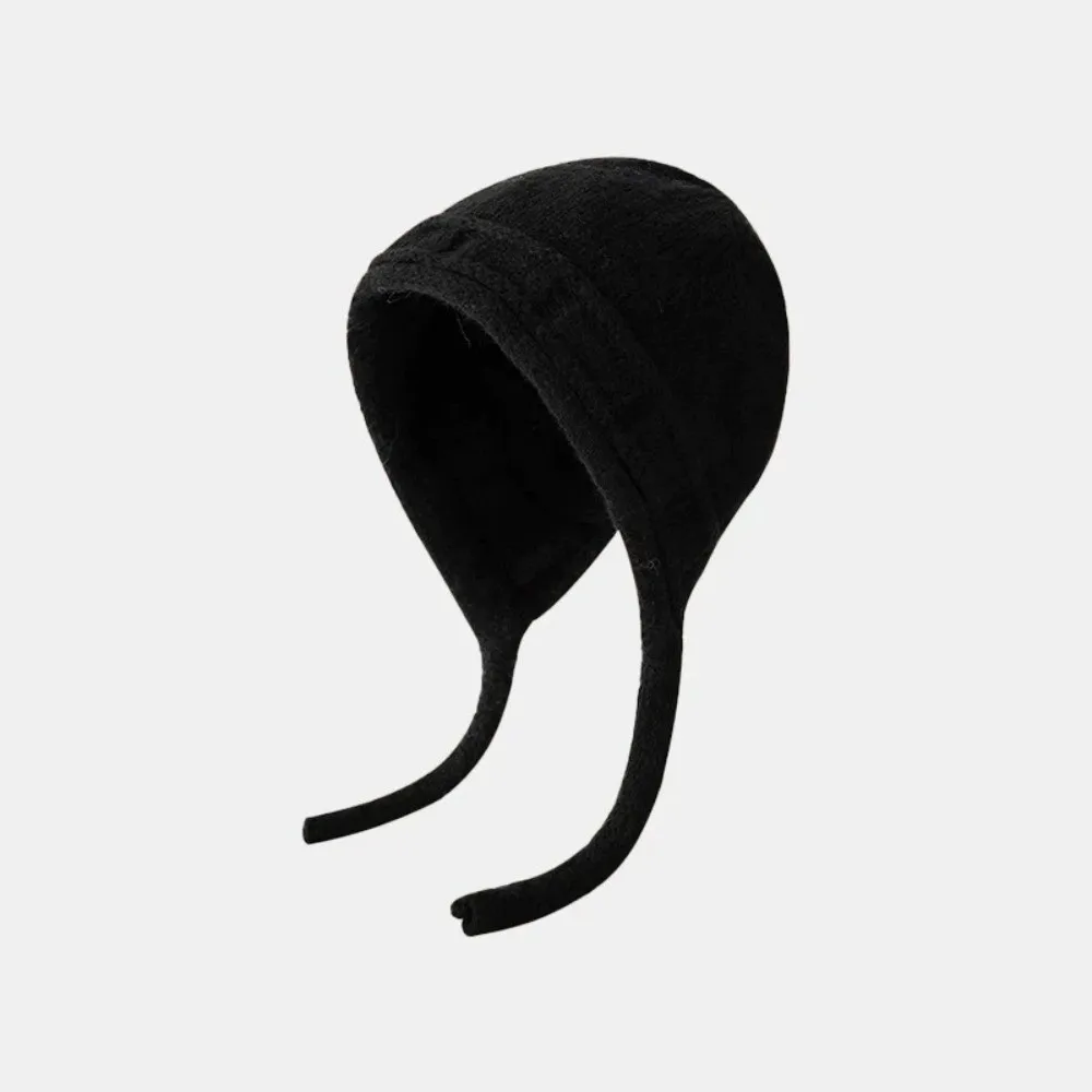 Versatile Thickened Knitted Beanie Hat Windproof Ear Protection Woolen Hat Solid Color Cold-proof Pullover Ear Flap Cap Women