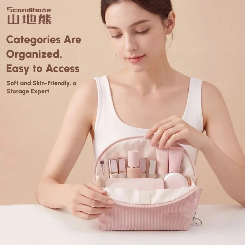 

180 Degree Wide Opening Cosmetic Bag Large Capacity Makeup Organizer Water-resistant Shell Travel Toiletry Bag with Partitions