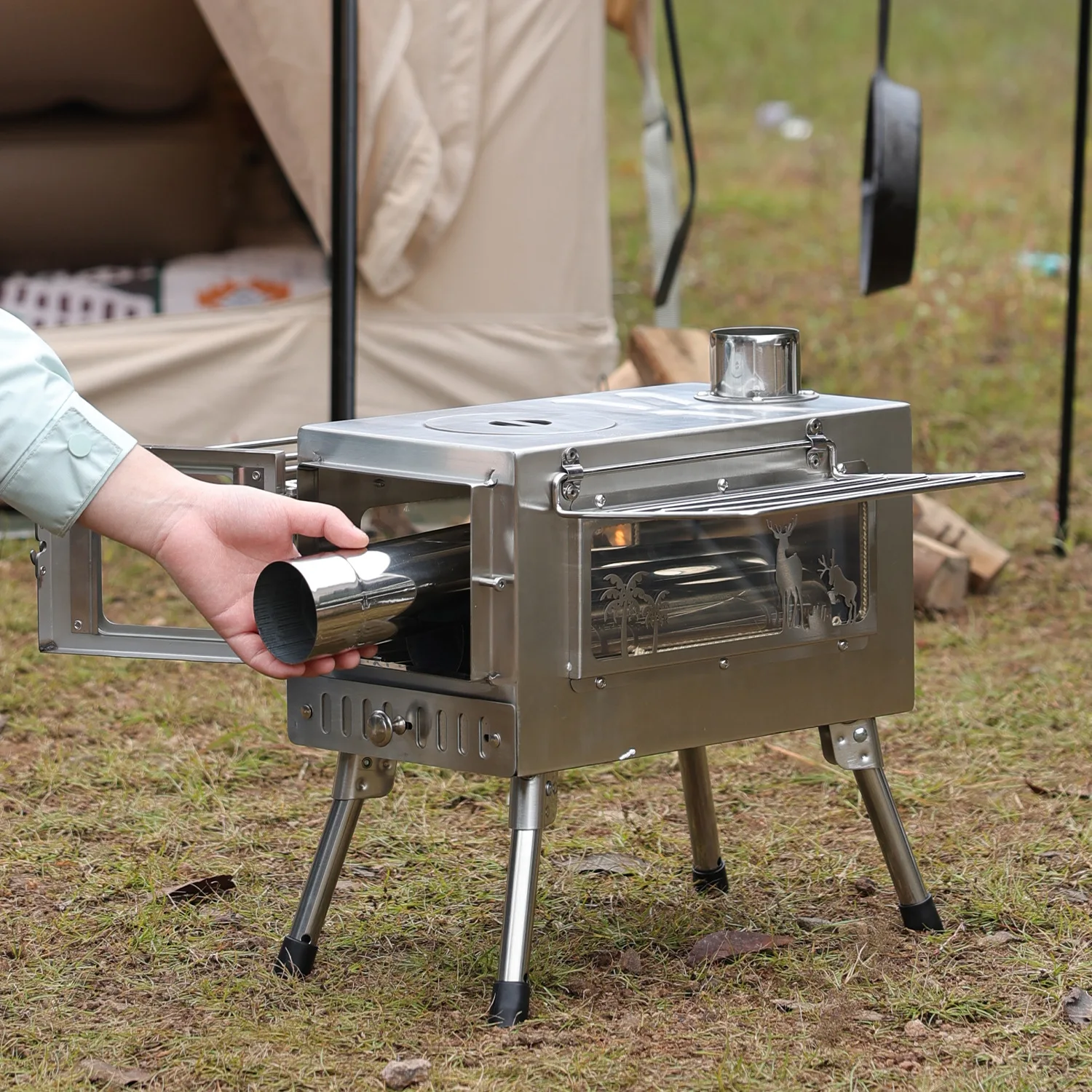 Portable Folding Wood-burning  - Outdoor Camping Wood Stove recension och pris