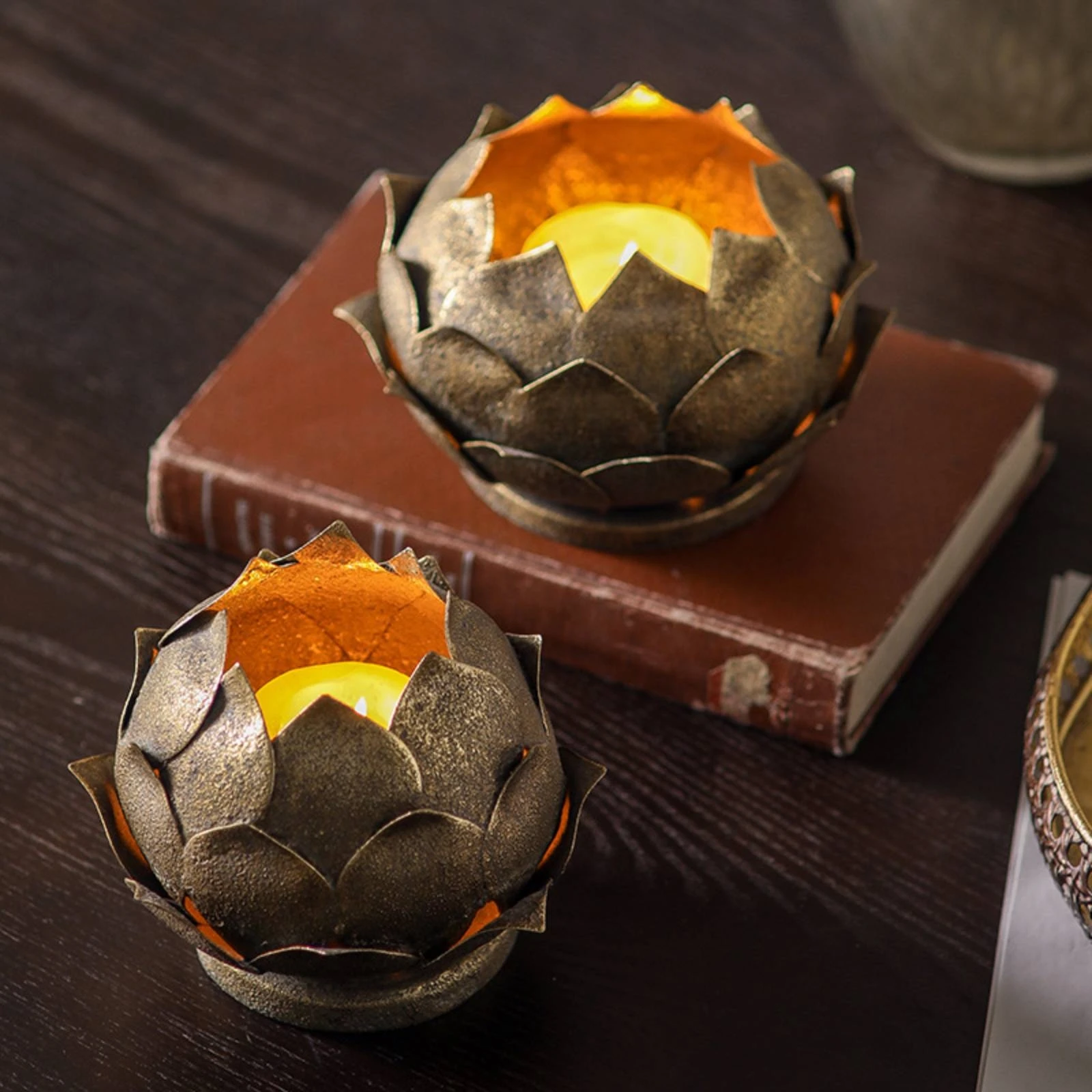 Lotus Flower Candlestick Holder Exquisite Lotus Candle Holder Centerpiece Tabletop Decor Vintage for Dining Table, Altar