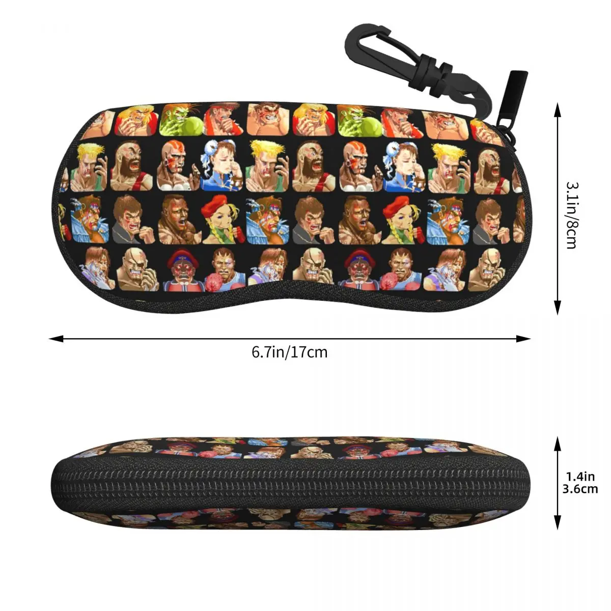 Defeated Portraits Super Street Fighter Shell Glasses Case Portable Sunglasses Box Women Men Soft Eyeglass Bag Pouch