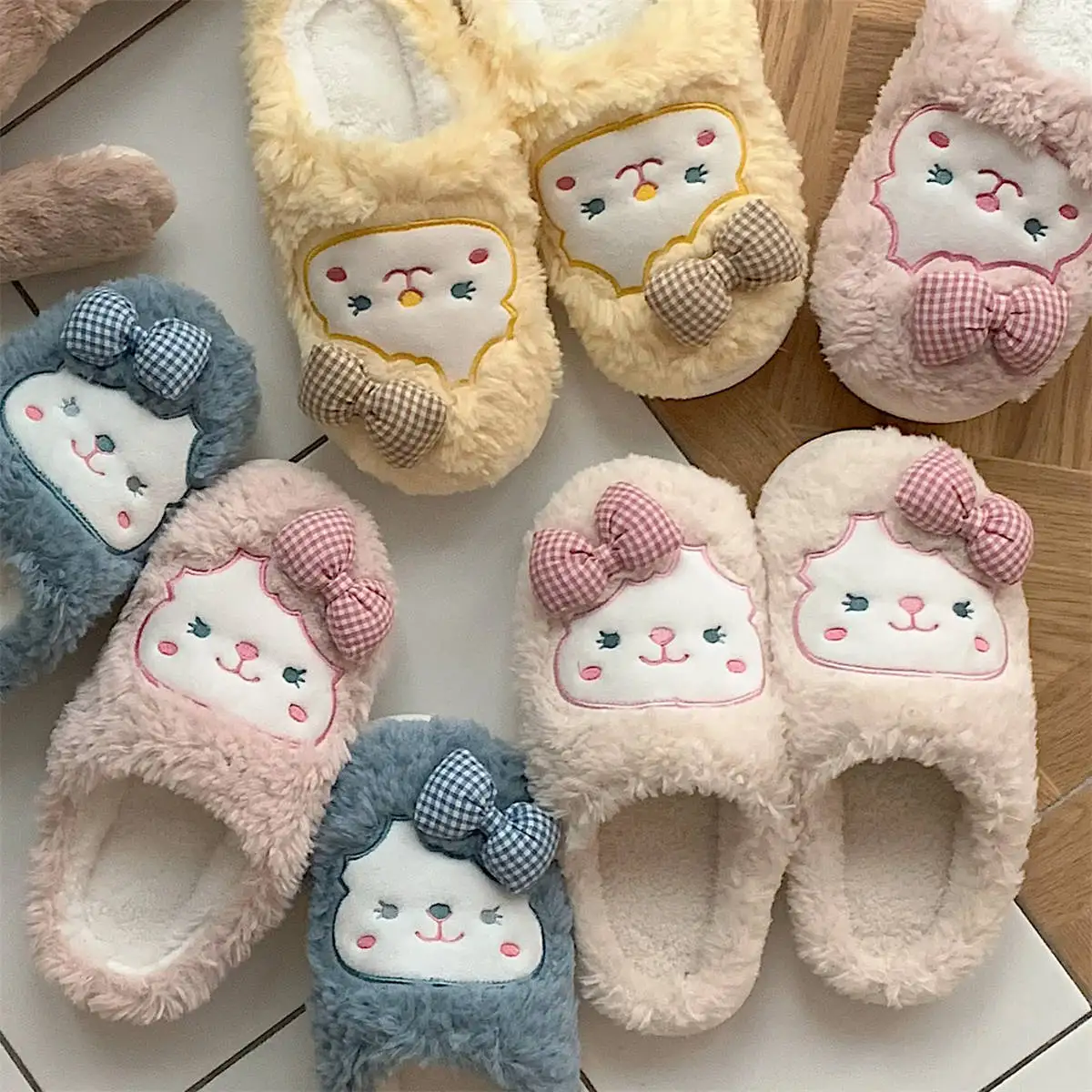 2023 Milk Cow Fluffy Fur Slippers Women Men Winter Warm Shoes Soft Plush Lovers Home Floor Slides Cute Animal Frog Footwear