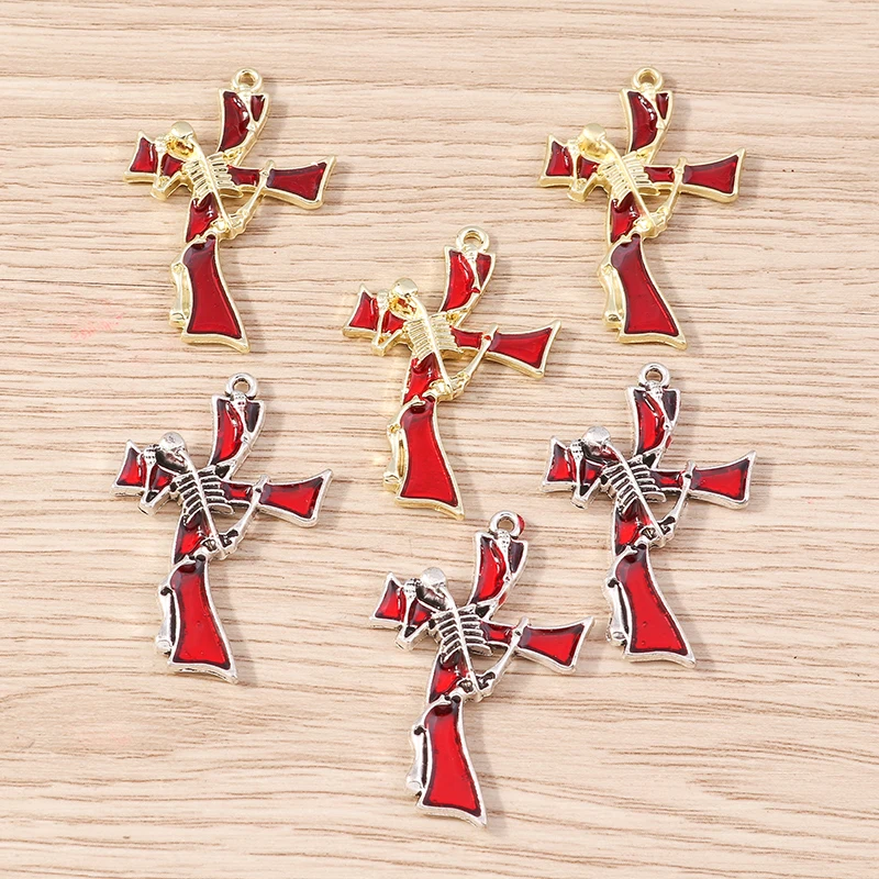 Tusember 4 Stück Legierung Steampunk Jesus Totenkopf Kreuz Anhänger für Ohrringe Halskette Handgemachter Schmuck DIY Zubehör – Detail 4