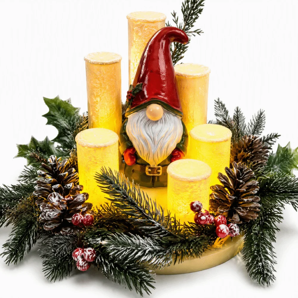 Reindeer, Santa Claus, Snowmen, Angels Christmas Decoration Resin, Craft, Warm White LED LED Candle Light Snow Simulation Effect