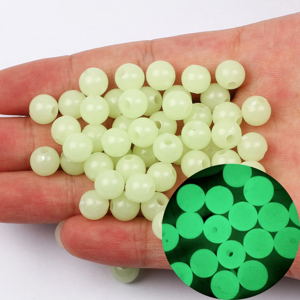 100 개/가방 빛나는 낚시 구슬 스토퍼 글로우 도구 하드 고무 싱킹 글로우 낚시 구슬 낚시 장비 튜브 슬리브 액세서리