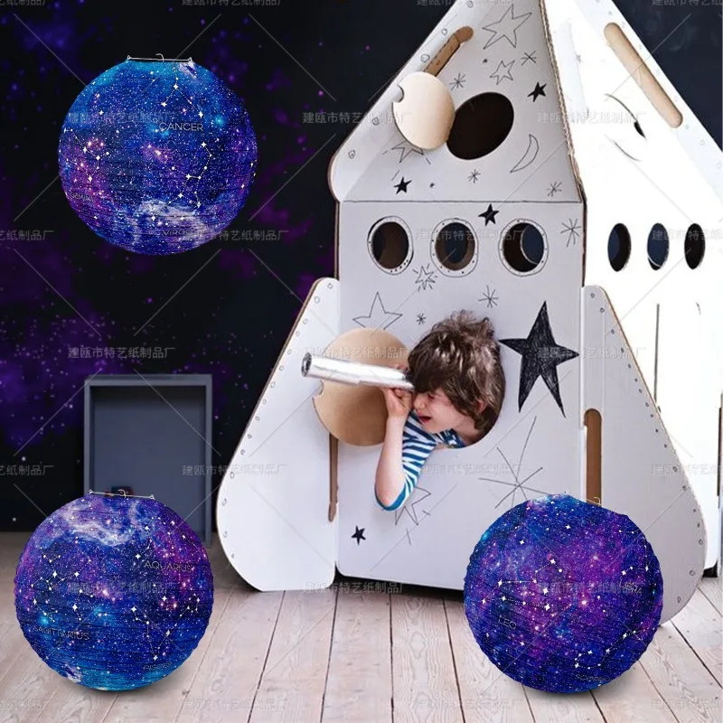 Constellation Lanterns Decoration Starry Sky Theme Party Hanging DIY Pendant Paper Lantern Pendants Kids Birthday Party Decor