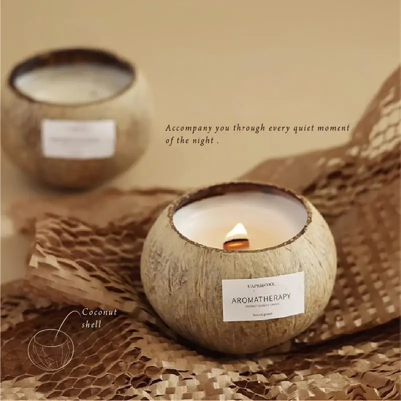 

Plant essential oil aromatherapy candle coconut shell aromatherapy candle gift box room creative fragrance holiday decoration