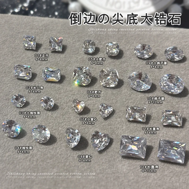 10 pezzi 3D fondo a punta decorazione per unghie strass accessori con diamanti in cristallo per unghie glitter design forniture per manicure