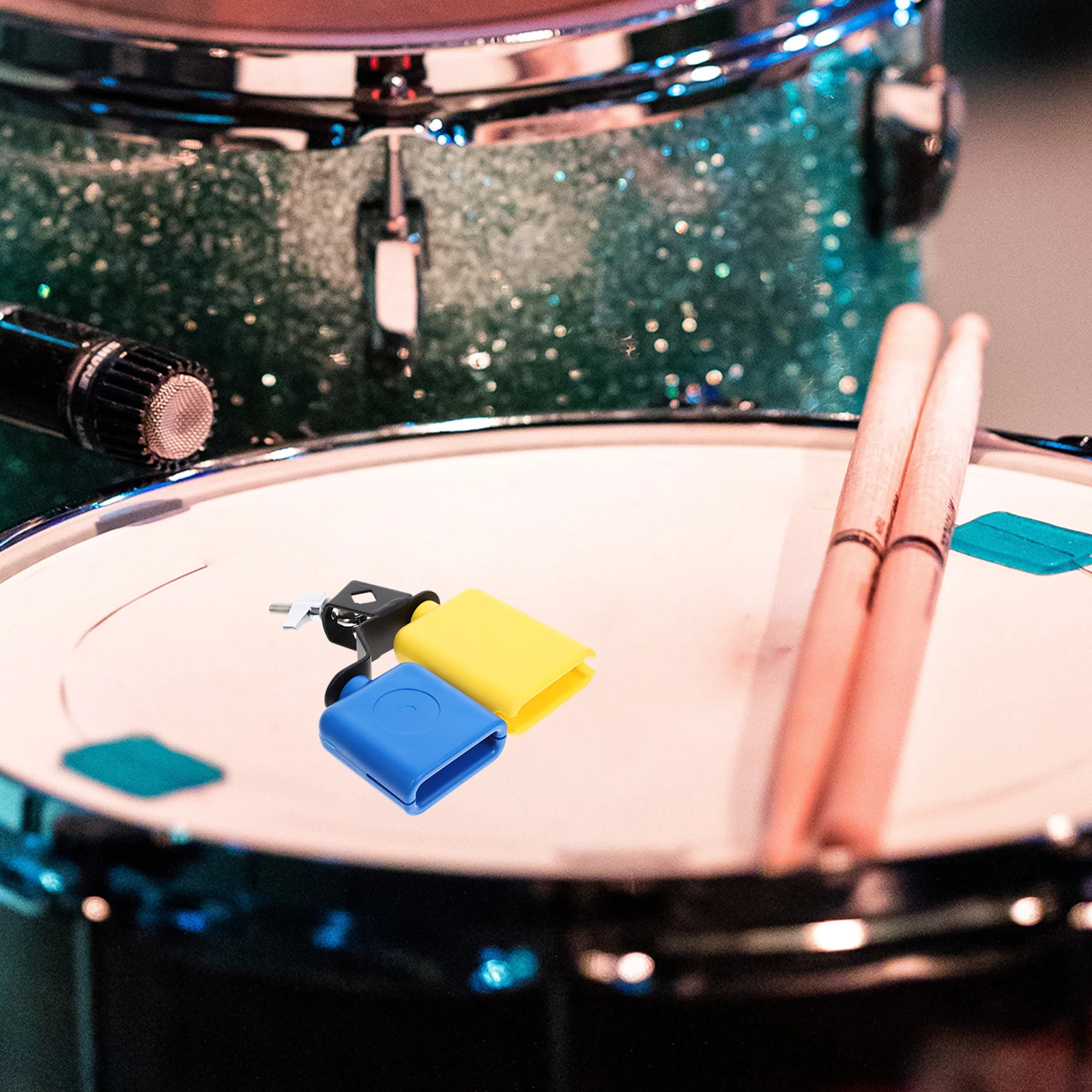 

Dual Mounted Cowbell Drum Set Instrument ABS Metal Percussion Accessory Clear Penetrating Sound Professional Music Accessory