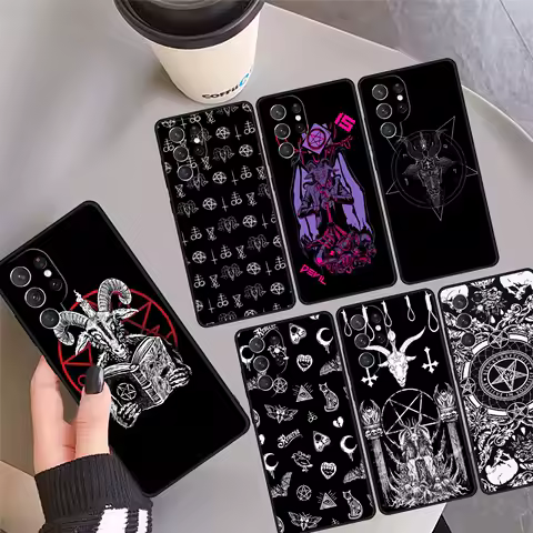 Pentagram Baphomet Satan Phone Case Cover For Samsung Galaxy S24 Ultra 23 S22 Plus S21 FE S20 S8 S9 S10 Note 10 Pro Note 20