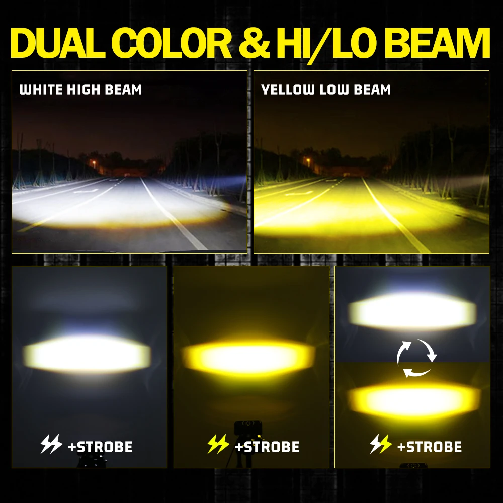 HL دراجة نارية LED كشافات سيارة المصابيح الأمامية السيارات الأضواء مصباح العارض عدسة مزدوجة اللون بقعة مساعد القيادة ضوء 12 فولت #2