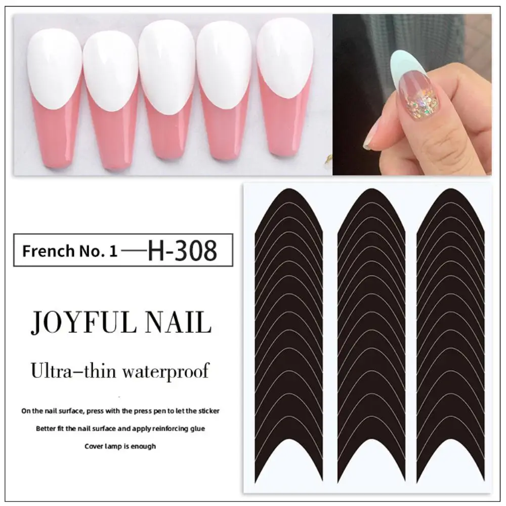 Formularz przewodnik naklejki wzory do ozdabiania tipsów francuski Manicure w kształcie litery V paznokcie naklejki wzornik Nail Art Nails naklejki