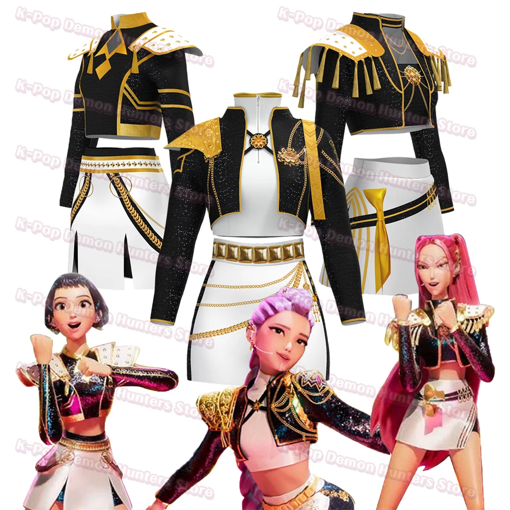 

Adult Fantasia Huntrix Rumi Mira Cosplay Girls Golden Clothing Cartoon Demon Hunter Disfraz Costume Adult Fantasy HalloweenParty