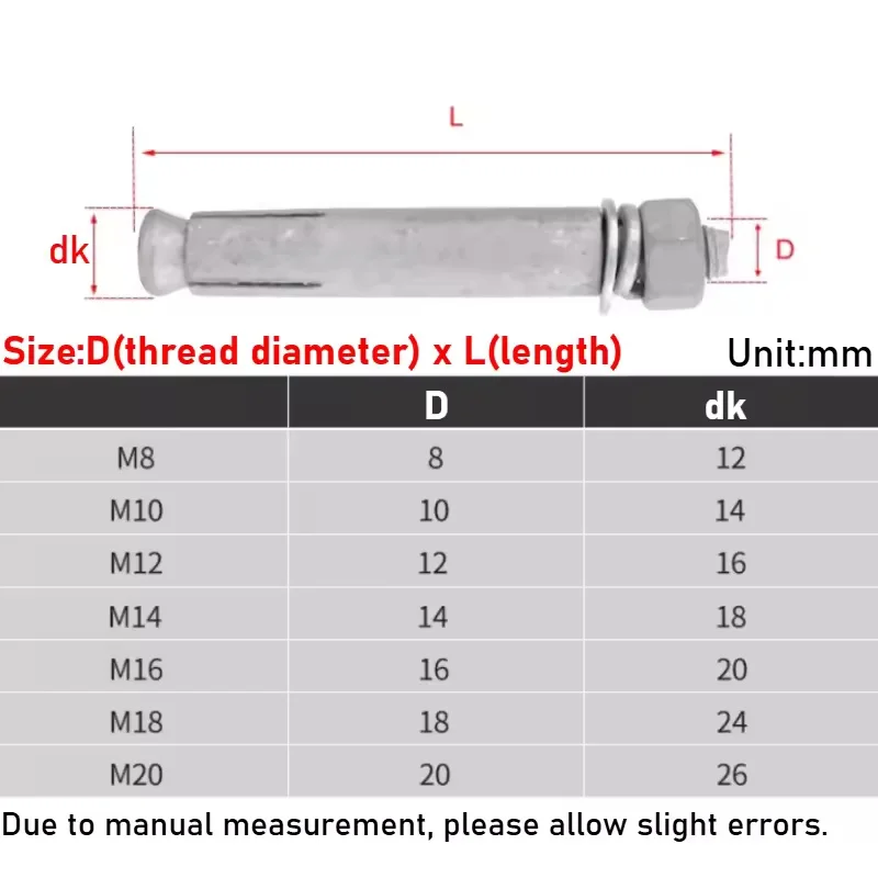 M8 M10 M12 M14 M16 M18 M20 Hot Dip Galvanized Expansion Screws/National Standard Expansion Bolts/Explosion-Proof Screws