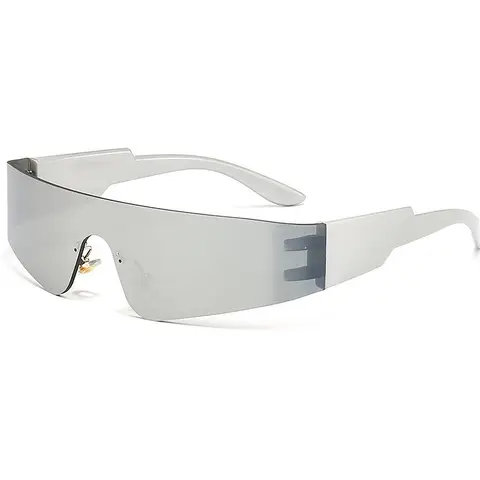 1 st. moderiktiga damglasögon framtida geometriska polygon cyberpunk gatustil ramlösa dekorativa glasögon 6 best sales framtida glasögon - №3