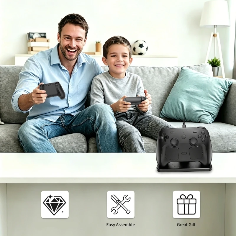 Black Desktop Stand for Steam Controller Display and Storage, ABS Controller Holder for Daily Use in a Gaming Area for R9CB