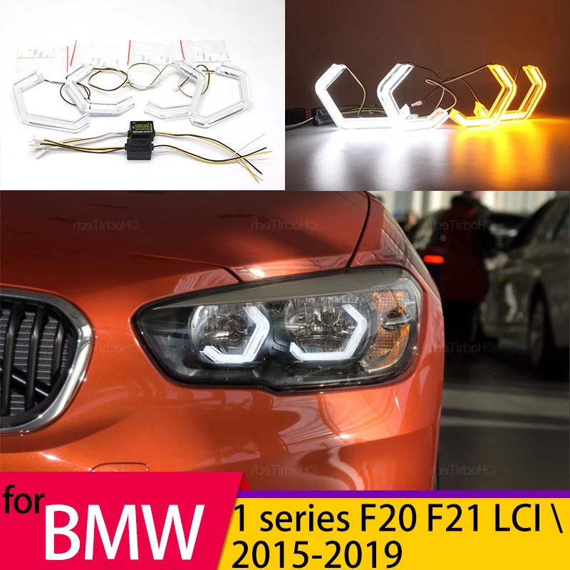 

Car-styling Dual color White Yellow LED Halo Rings M4 Style Light For BMW 1 series F20 F21 LCI 2015-2019 Angel Eyes Kit Lamps