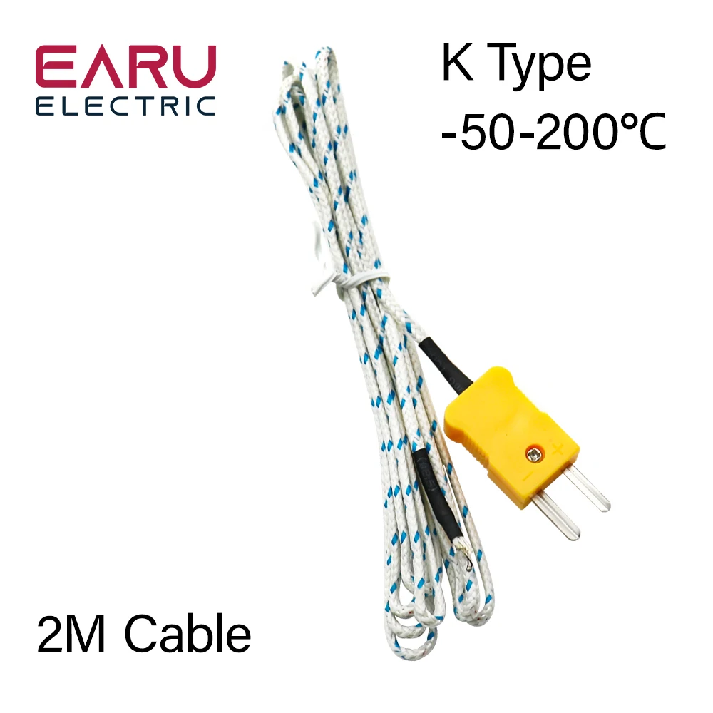 K Type Thermocouple Temperature Sensors with Mini K Type Connector 2m (6.6\')