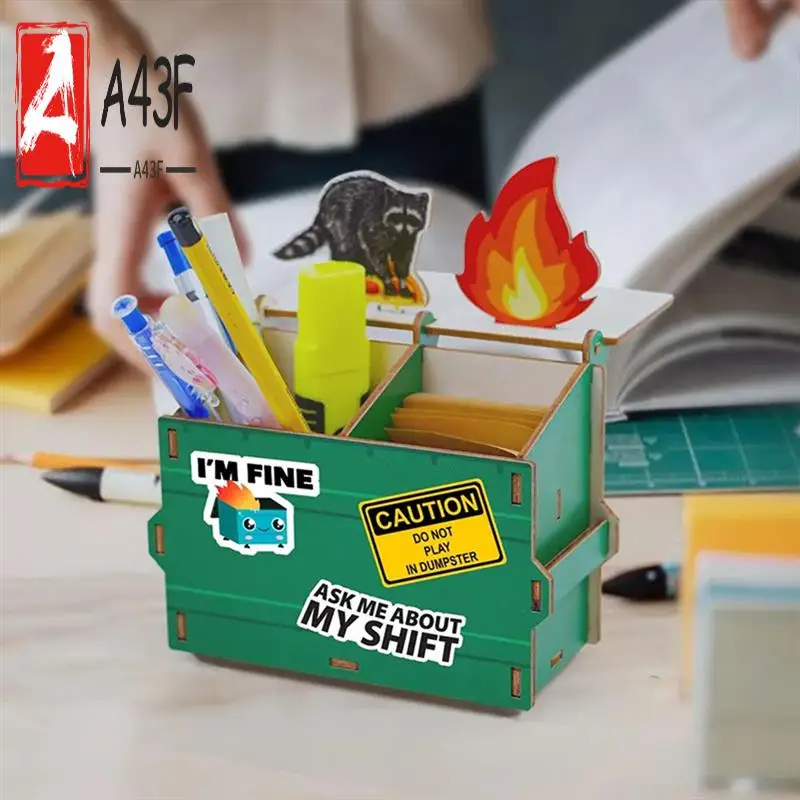 

A43F-деревянный держатель для ручек, органайзер для художественных принадлежностей, крутые канцелярские принадлежности для школы, многофункциональный декор стола