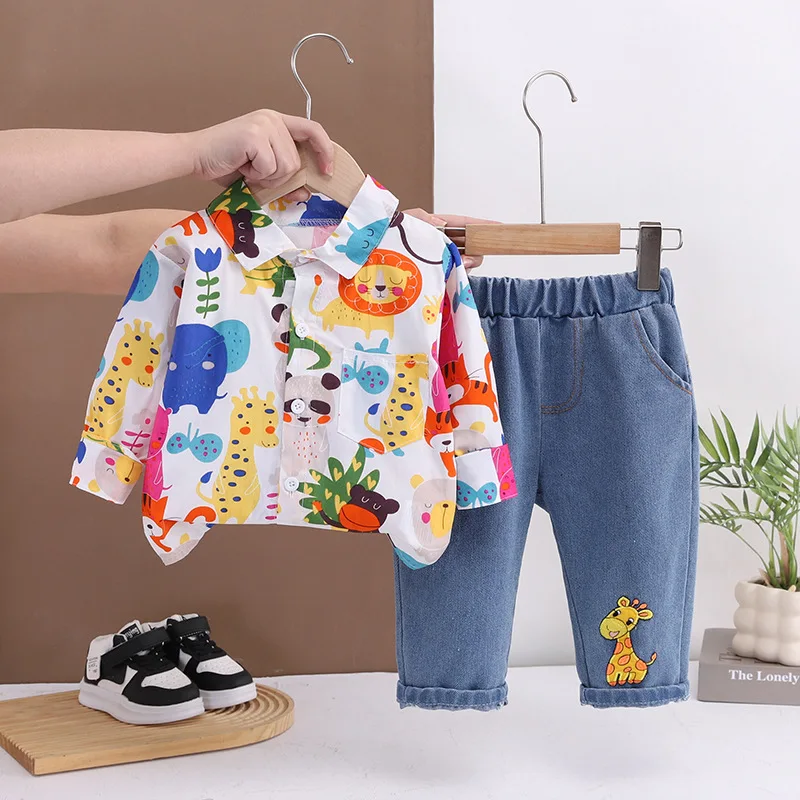 Toddler Boy Clothes Set Spring Autumn Fashion Cartoon Printe Long Sleeve Shirts Tops and Pants Boys Tracksuits Children Clothing