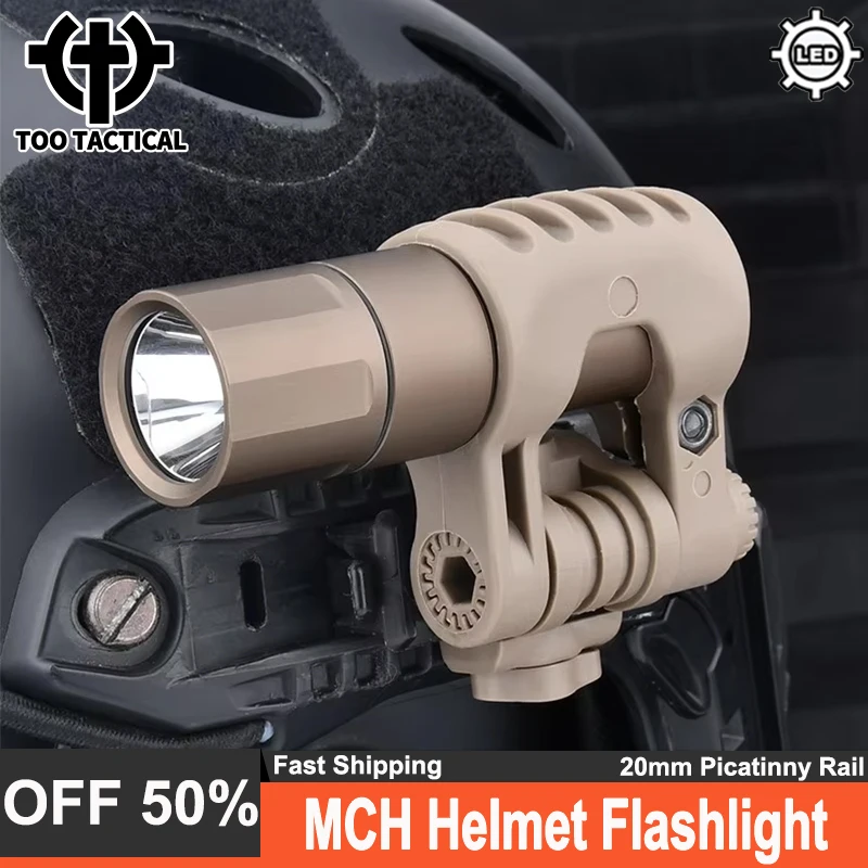 

Tactical Airsfot MCH Micro Flashlight Hight Power 1000 Lumens LED Lamp Scout Light Handheld Helmet Support Clip Headphone Slide