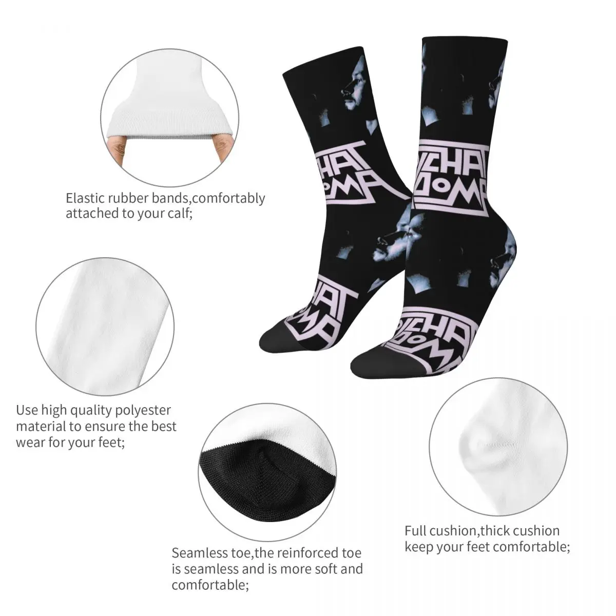 Crazy Design Molchat Doma Basketball Socks Band Music Polyester Crew Socks for Unisex Non-slip