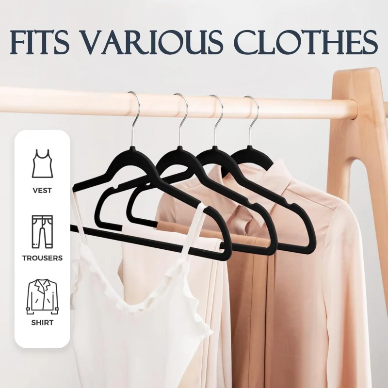 

120Pack Black Velvet Hangers Non Slip Heavy Duty Clothes Hangers with 360° Swivel Hook for Coats Suits Closet Organizers