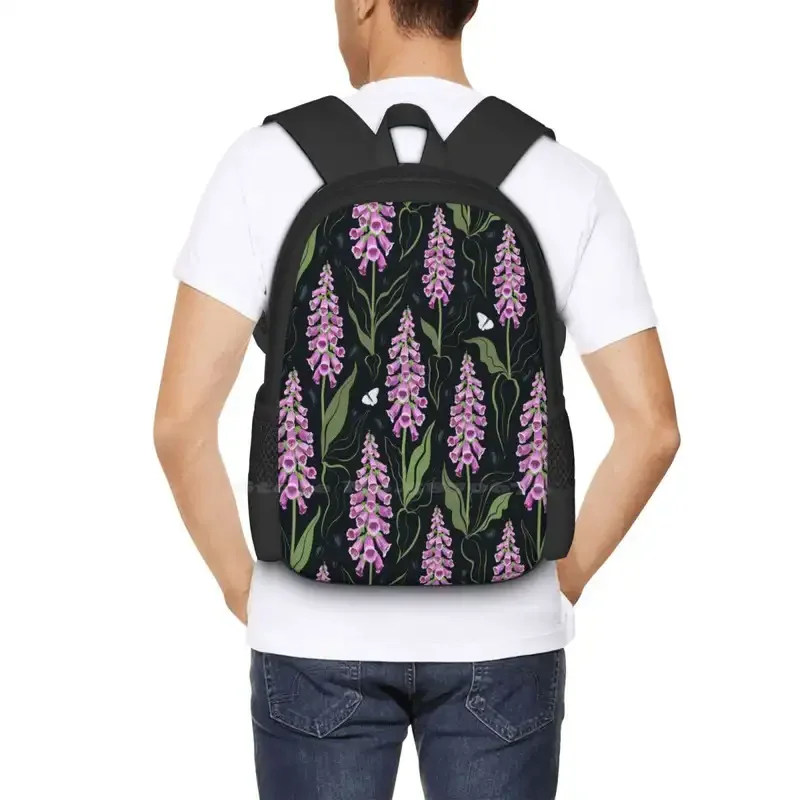 Foxgloves tas ransel motif bunga, tas ransel modis bahan bunga pola botani untuk sekolah warna Pink mekar