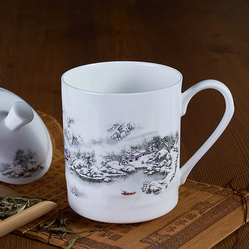 550ML, bone china cafe tumbler,tazas style coffee mugs, original mugs present creative, chinese painting gobelet thermo tea cup