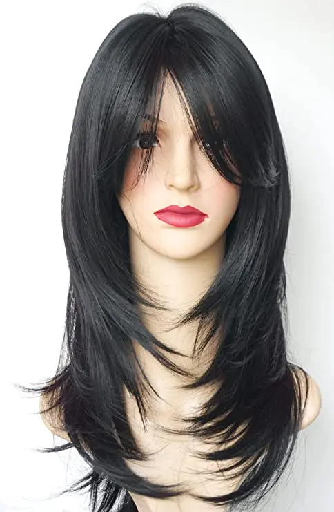 Synthetic Long Straight Lolita Wig with Bangs Wig Girl Cute Brown Black Cosplay Party Halloween Harajuku Wig