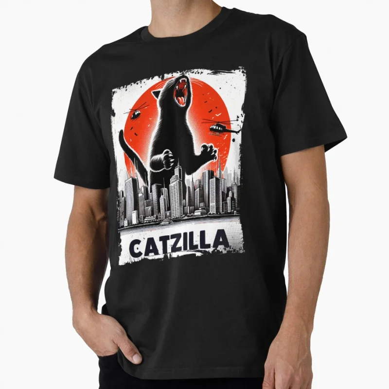 

Gift For Cat Lovers 1223 Catzilla King of Monster Funny t shirt for man Cute kitty y2k clothes All size Tops S-6XL