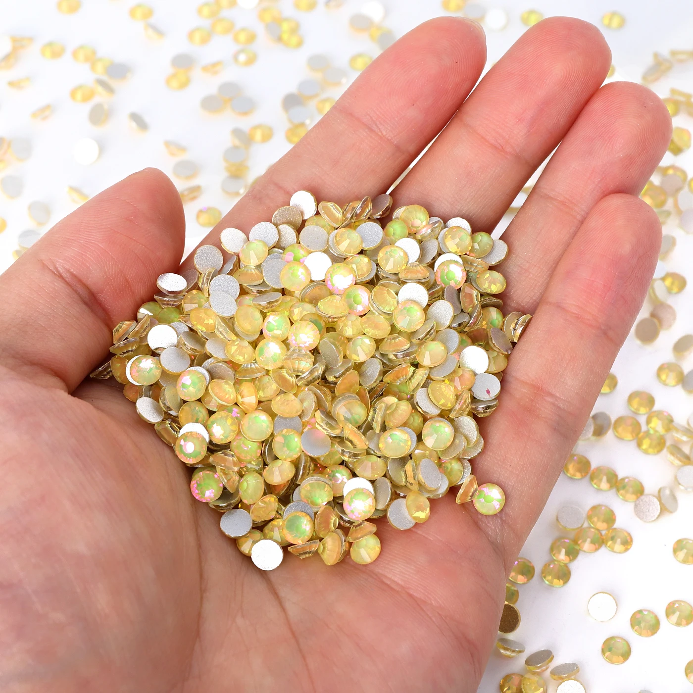 SS3-SS30 Flashing Series Silver Bottom Round Rhinestones Glitter Glass Non Hotfix Nail Art Crystal For Garment Decoration